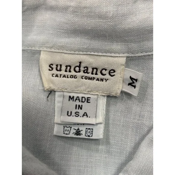 Sundance Catalog Linen Western Shirt Women M Pearl Snap Cowboy Boho USA Made - Picture 4 of 10